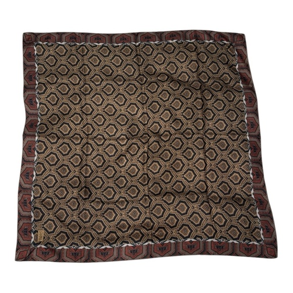 Echo Scarf "Club 7" Black Brown Geometric And Pailsley Print Silk - Picture 4 of 12